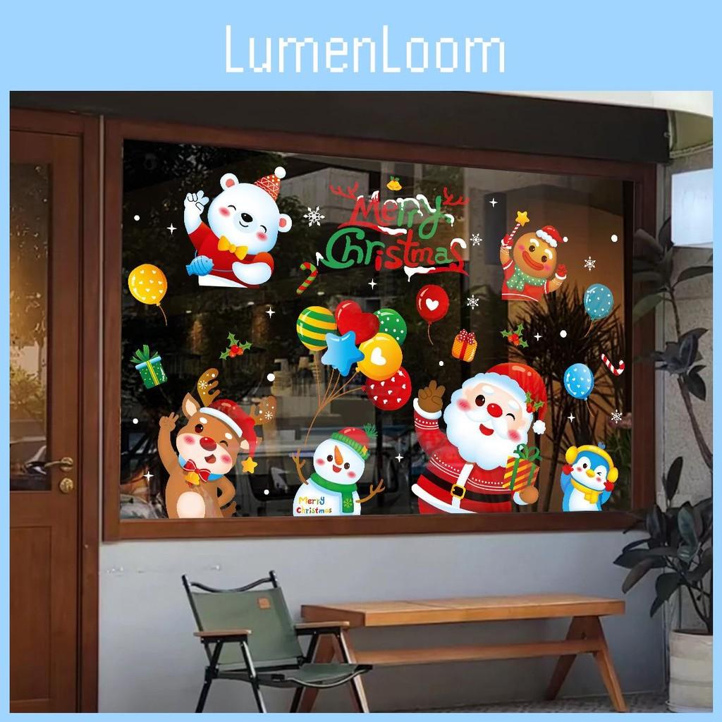 Static Christmas Electricity Stickers With Santa Claus Reindeer Design Snowman