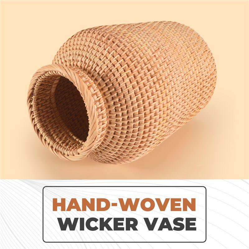 Easy Use Rattan Woven Vase Art Vase Fashion Tabletop Decoration Plants Flower Pot Faddish Flower Pot For Home Decor