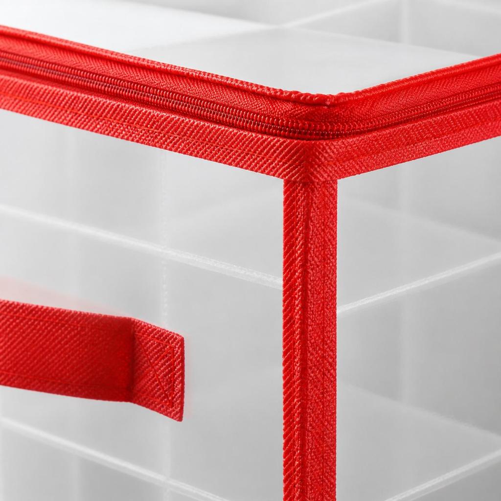 Decoration Organizer Space-Saving Divided Storage with Red Trim