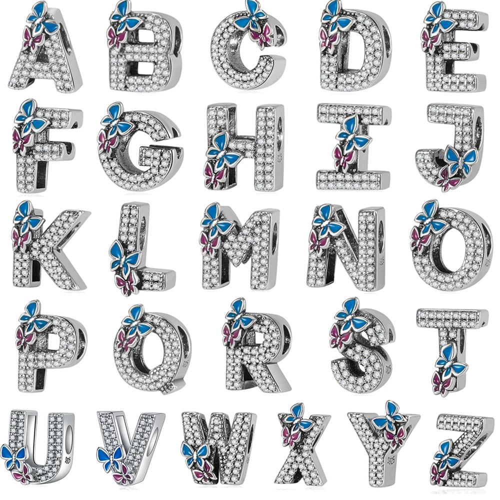 Copper 26 Letter A-Z Alphabet Beads Charm Fit Original Pan Bracelet Bangle Accessories Diy Jewelry For Women