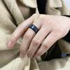 8MM Stainless Steel Black Carbon Fiber Ring Fashion Red/Blue Unisex Cool Charm  Gift for Men Women
