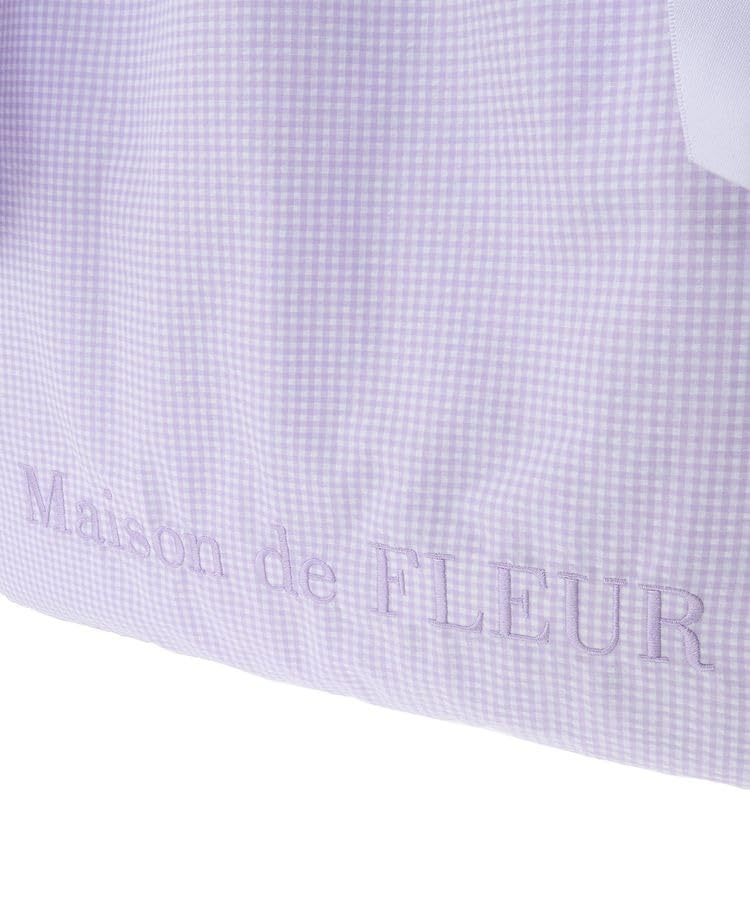 Maison De FLEUR Gingham Check Double Ribbon Tote Bag, Lavender, 08000341900