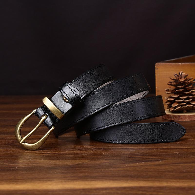 Leather Internet Celebrity Style Belt Female Korean Version Trend Versatile Personality Retro Pin Buckle First Layer Cowhide Jeans Belt Female
