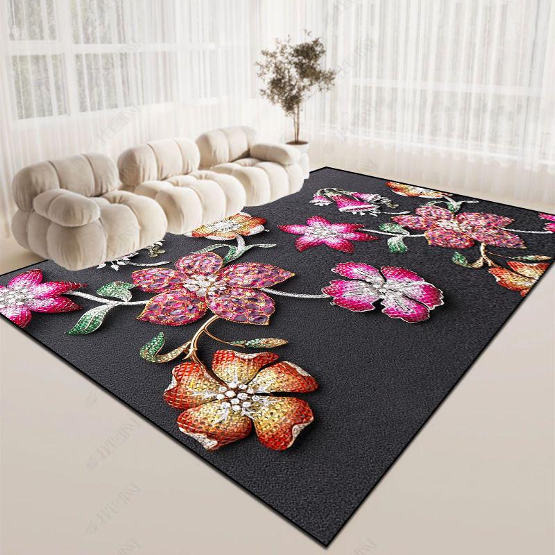 Modern Light Luxury Carpets Flower 3D Rug for Bedroom Large Floor Mat Living Room Sofa Non-slip Carpet Washable Lounge Study Rug