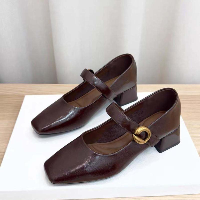 2025 New Buckle Strap Women’s Low Heel Pumps Fashion Square Toe Elegant Dress Comfortable Classic Shallow Office Shoes