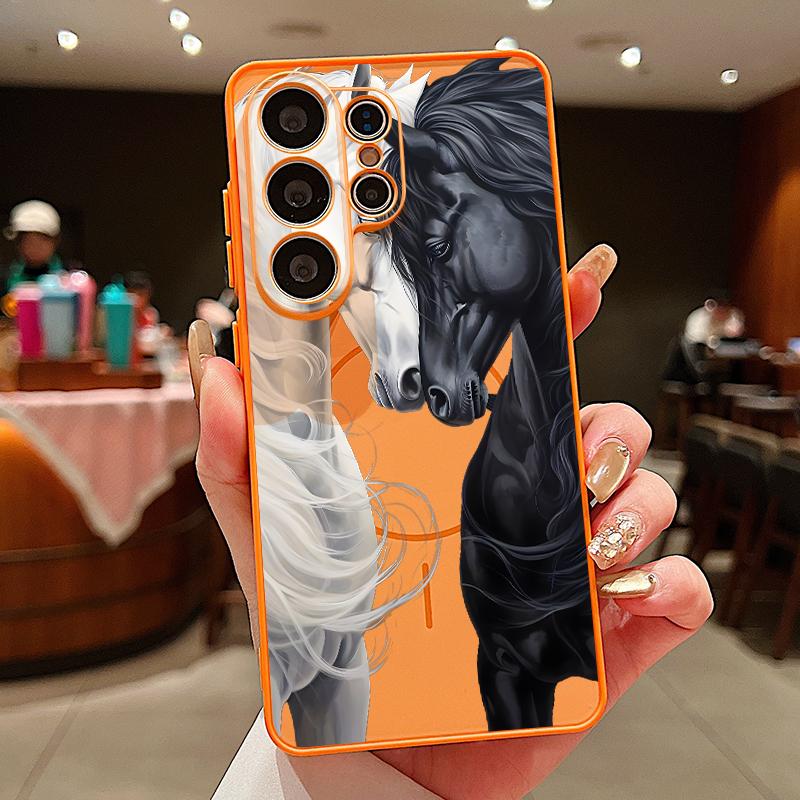 Cute Horse Magnetic Phone Case For Samsung Galaxy S26 S25 Ultra S24 S23 FE A17 A57 A56 A37 A16 A35 A55 A15 A36 A25 Hard PC Cover