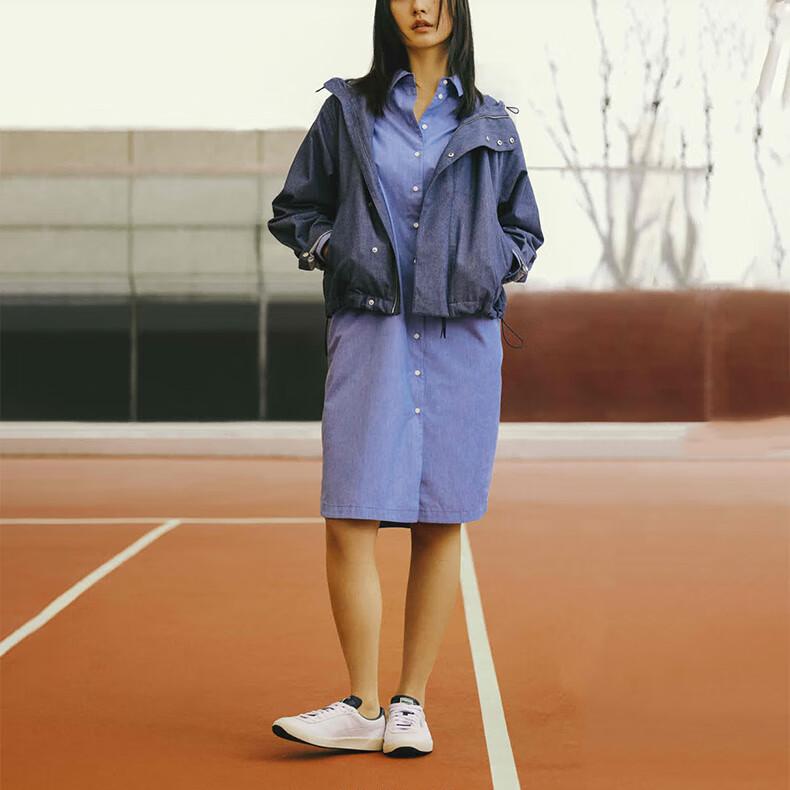 Puma Solid Color Casual Shirt Style Single Breasted Long Sleeve Dress Women Dresses Blue 627747-56