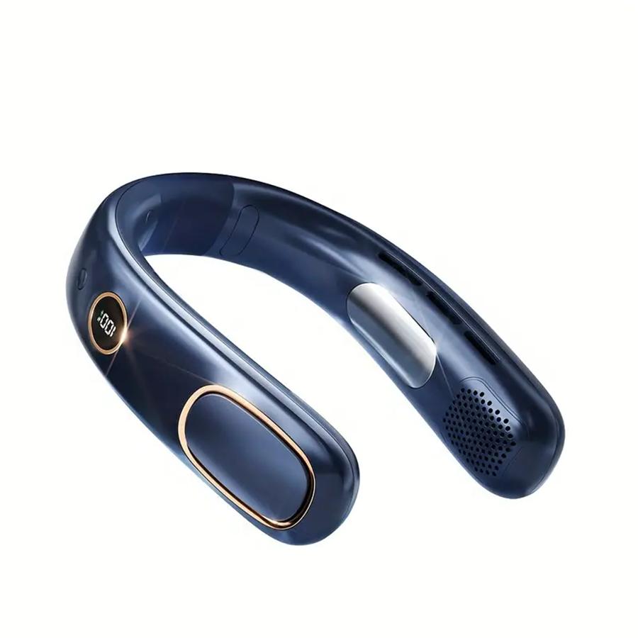 

4000 мАч 5-ступенчатый вентилятор для шеи Мини-кондиционер Безлопастной вентилятор для шеи Перезаряжаемый со светодиодным дисплеем Батарея большой емкости синий