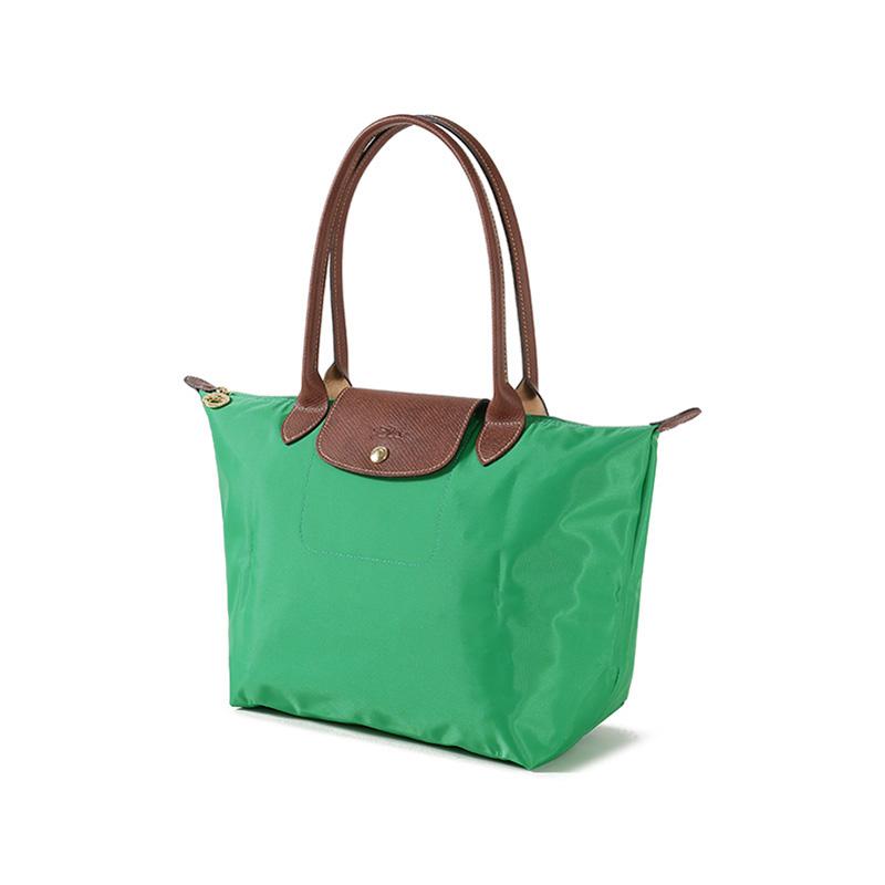 Longchamp Le Pliage Solid Logo Recycled Polyamide Canvas Dumpling Bag Tote Shoulder Bag Medium Women Bags Green 2605089P88
