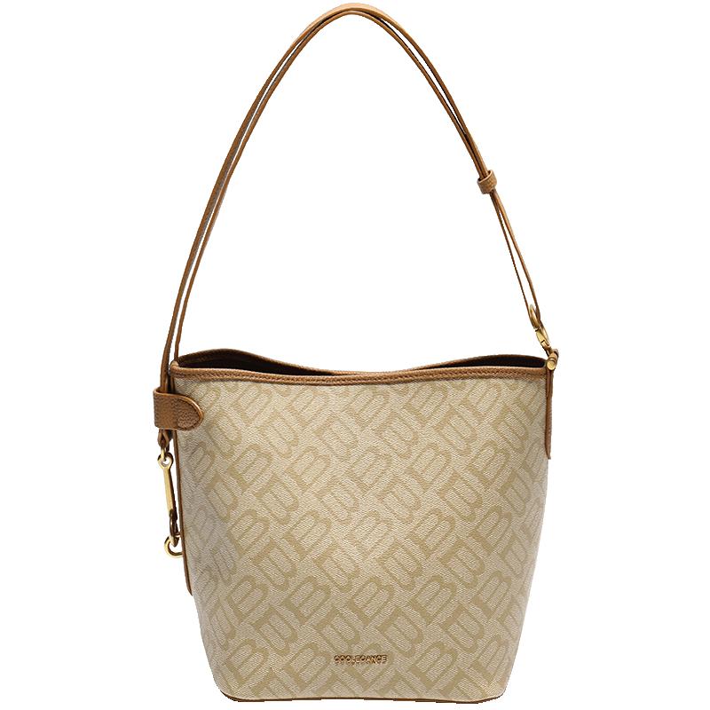 Belle Retro Monogram Crossbody & Shoulder Bucket Bag One Size