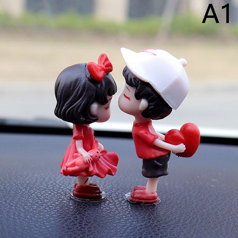 Cute Kiss Couple Car Interior Decoration Action Figures Auto Rearview Mirror Dashboard Ornaments Gift Home Desktop Decor