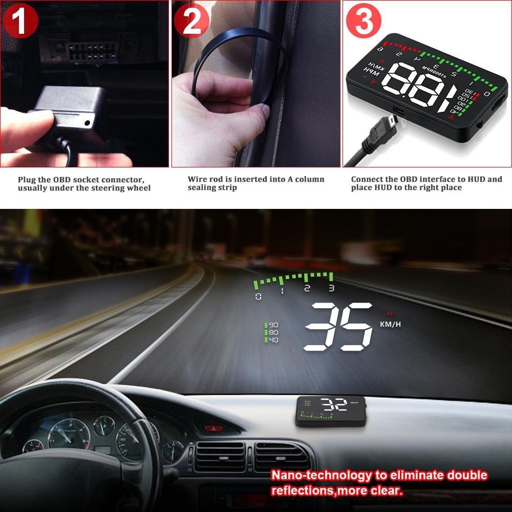 3.5 A900 HUD Head-Up Display Car-Styling Overspeed Warning Windshield Projector Alarm System Universal Auto