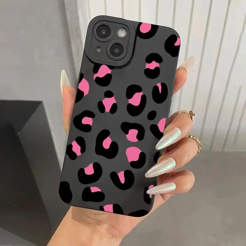 Leopard Design Stylish Pink Pattern Phone Case For iPhone 15 14 13 12 11 Pro Max Mini XS XR X 7 8 15 Plus SE 2022 Soft Cover
