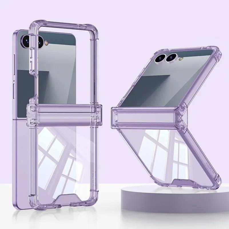 All-inclusive Hinged Four-corner Anti-drop Phone Case for Samsung Galaxy Z Flip 7 FE 6 5 flip7 Transparent Shcokproof Back Cover
