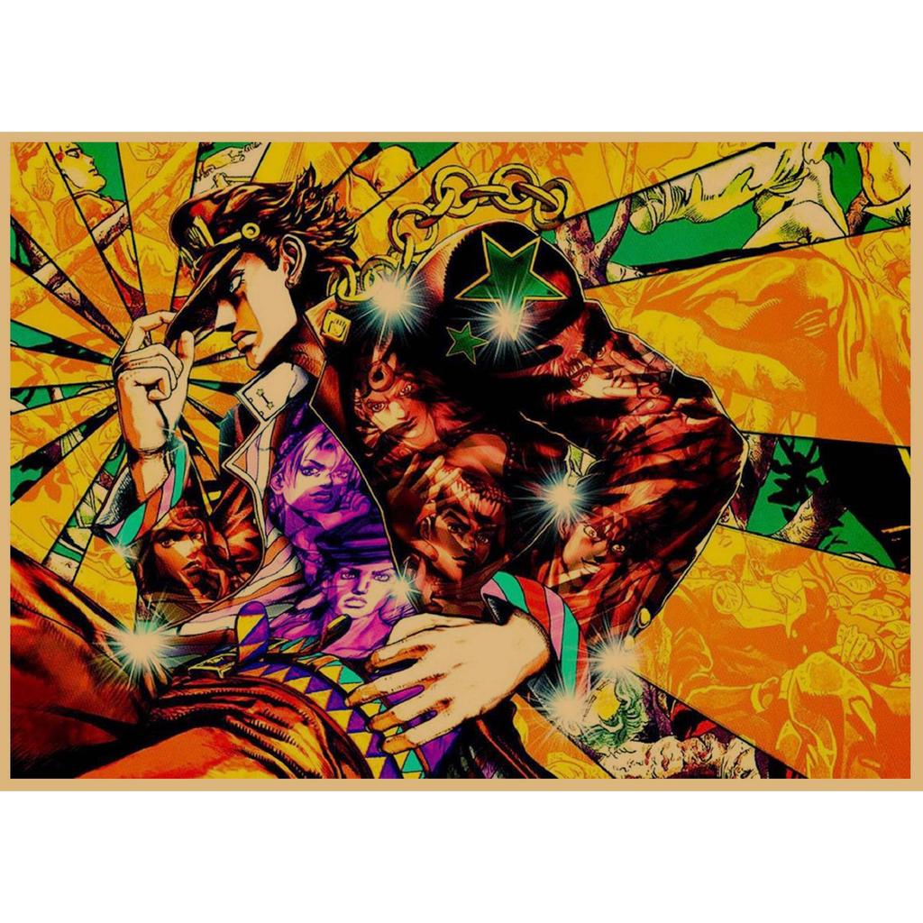JoJo's Bizarre Adventure Retro Kraftpapier Poster - Japanische Anime Dekoration für Bar, Restaurant oder Café.