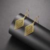 Stainless Steel Geometric Rhombus Drop Earrings for Women Girls Waterproof Minimalist Jewelry Valentine Gift