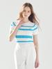 Road Roar Striped Ribbed Round Knit Blue