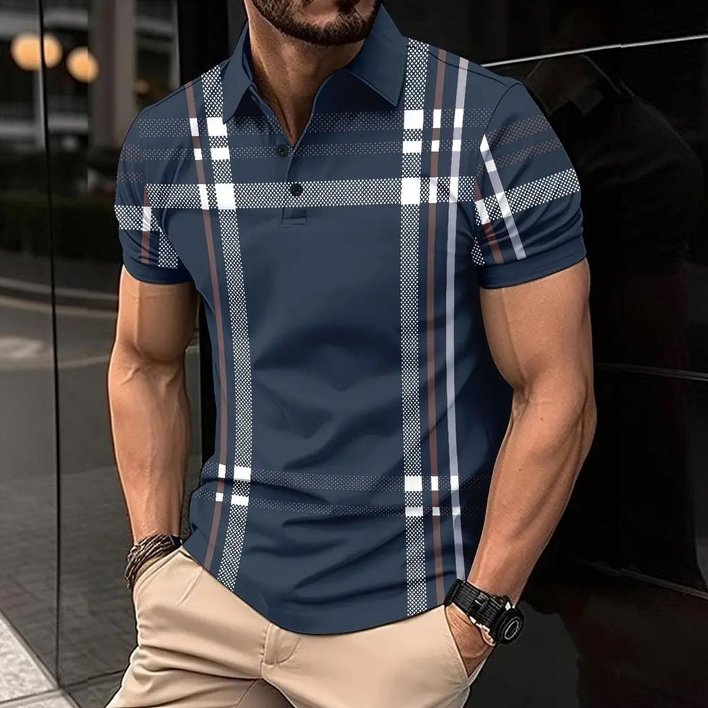 Men's Casual Shirt With Lapel Button And Business Print Versatile Top