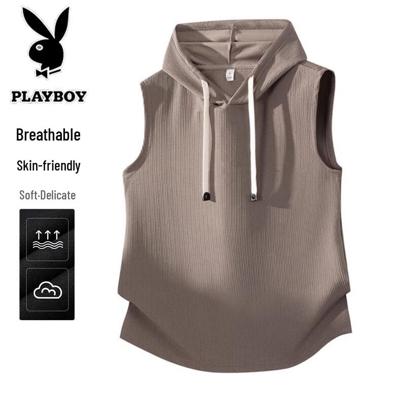 PLAYBOY Men s Summer Hooded Sleeveless T-Shirt XL