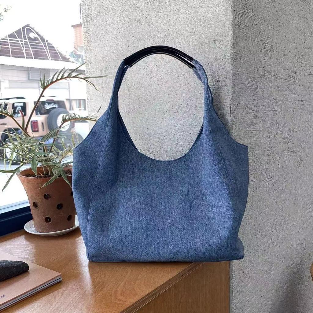 Stylish Jean mochrome handbag large-capacity lightweight mogrammed shoulder bag