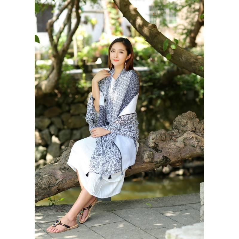 Ethnic Style Shawl For Women Lightweight Summer Scarf With Print Design For Travel And Beach