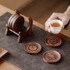 Circular Openwork Carved Tea Coaster Premium Walnut Wood Cup Holder Teapot Stand Cup Stand Gongfu Tea Set Accessories