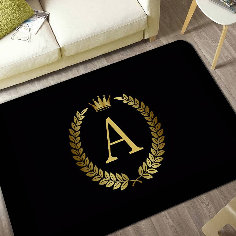 Black Golden Crown Letter Bathroom Mat Anti-slip Absorb Water Long Strip Cushion Bedroon Mat Welcome Doormat