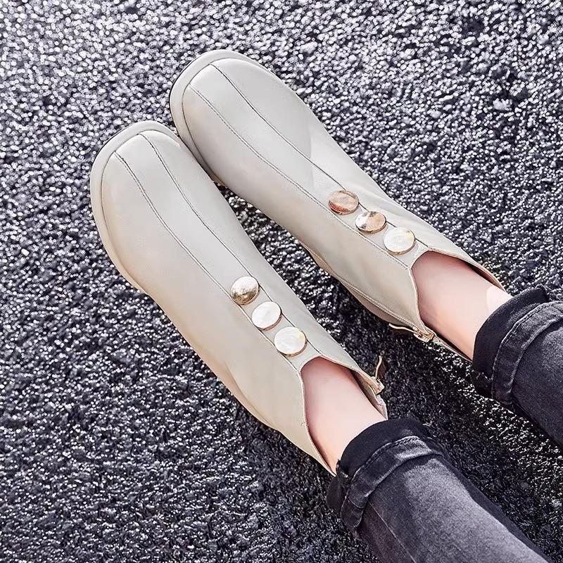 2024 Weiß Knöchel Rock Basic Reißverschluss Marke Damen Schuhe Hoher Absatz Stiefel Stiefel-Damen Runde Zehenpartie Mode Stiletto Gummi Damen