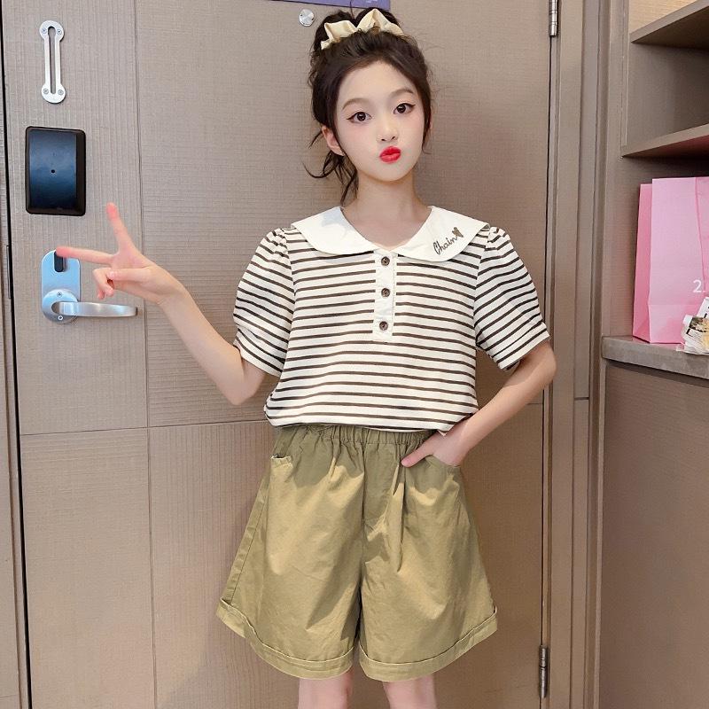 2024 Summer Sports Suit for Girls: Loose Shorts and Short Sleeves for Kids
