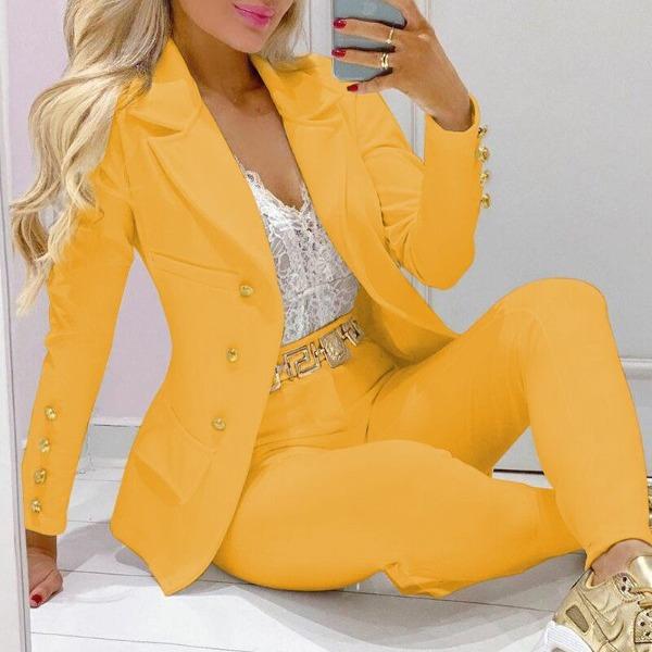 Women's Autumn Clothes Two Piece Set Female Coats and Pants Fashion Versatile Casual Long Sleeve Jacket and Trousers Suit