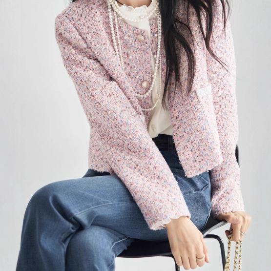 Women's Fragrant Style Tweed Short Jacket - Autumn 2025 Collection.