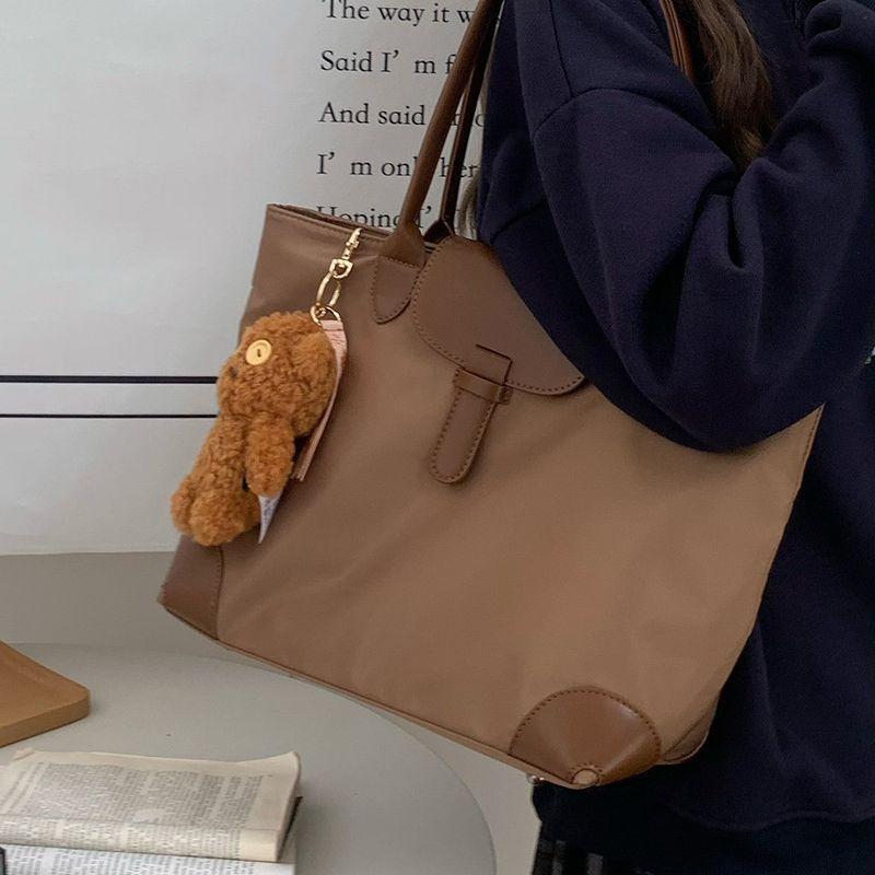 Tote bag female, Japanese and Korean large-capacity handbag contrasting color nylon canvas commuter shoulder bag Japanese and Korean style