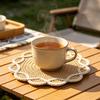 Woven Placemat Heat Insulation Non-Slip Table Mat Retro Petal Shape Dining Mat