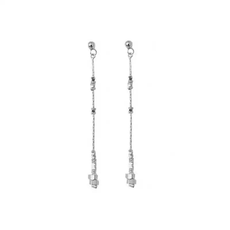 PONYKISS  Sterling Silver Bead Geometric Tassel Pendant Stud Earrings for Women Minimalist Trendy Fine  Accessories
