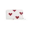 Bottega Veneta Intrecciato Woven Heart Design Zipper Around Leather Wallet Women Wallet Chalk-White Deep-Red 814674V57O39140