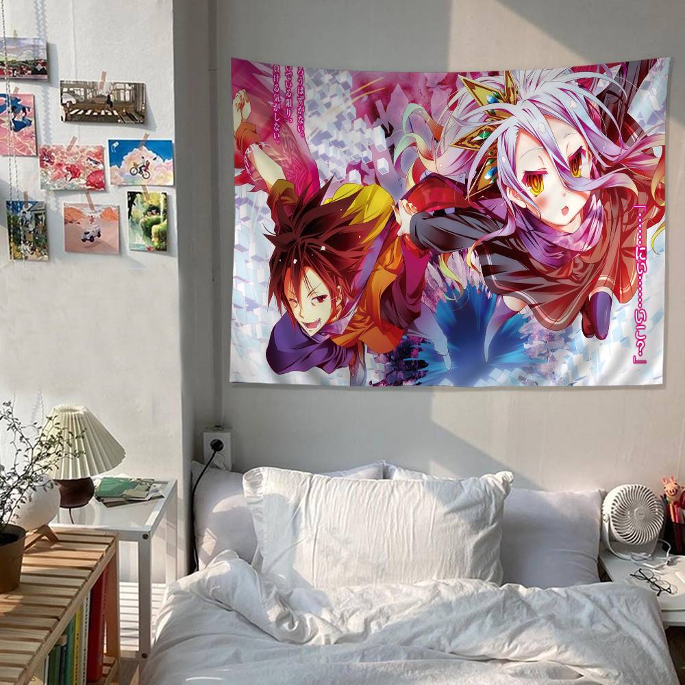 Game No Game No Life Anime Tapestry Hippie Flower Wall Carpets Dorm Decor Cheap Hippie Wall Hanging
