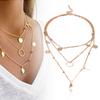 Sexy Bohemian Multilayer Gold Beads Leaf Ring Chain Chocker Necklace Jewelry 