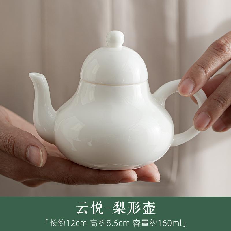 160ml Boutique Dehua Sheep Fat Jade White Porcelain Teapot Chinese Pear Shape Filter Pot Tea Making Kettle Kung Fu Set Gifts