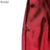 ZANZEA Women Elegant V-Neck Casual Short Sleeve Satin Long Dress