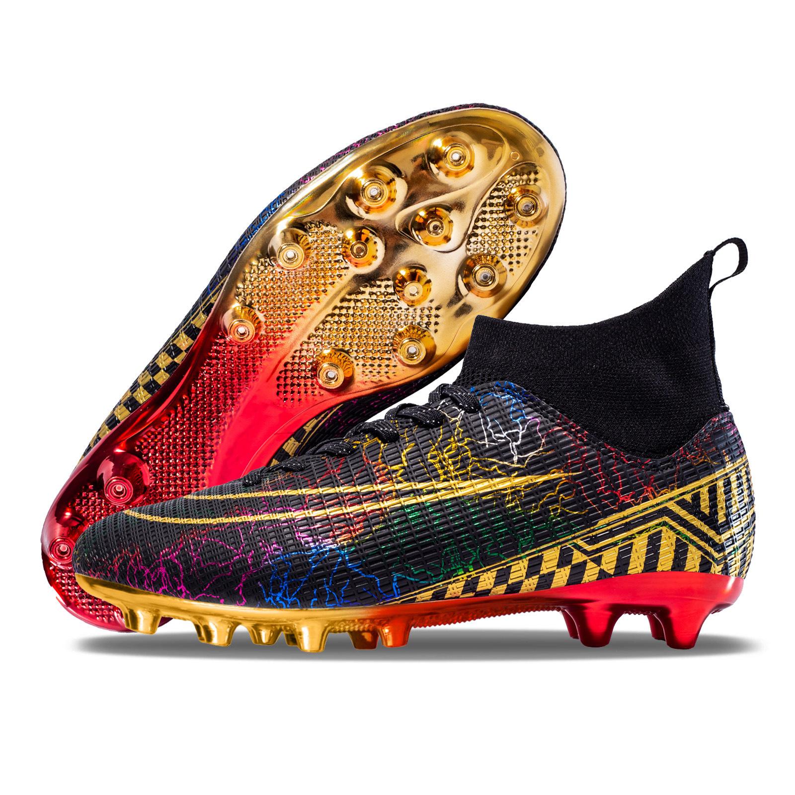 

High-Top Football Shoes, Electroplated Soles, Ag Nails, Leather Feet, Boys And Girls, Teenagers And Students, Anti-Skid Competition Training Shoes 35