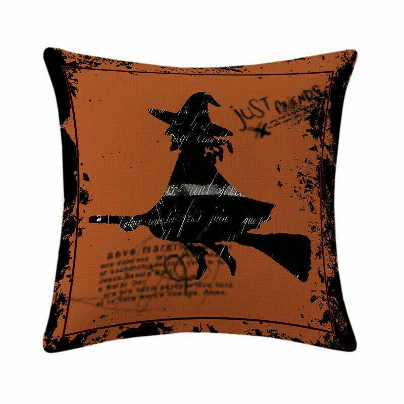 Cotton Linen Halloween Sofa Decor Cushion Cover With Stylish Pumpkin Design