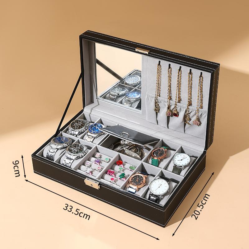 Delesys 2/3/4/5/6/8/9/10/12/20 Slots Household Multi Functional Watch And Jewelry Storage Box Pu Leather Watch Display Case