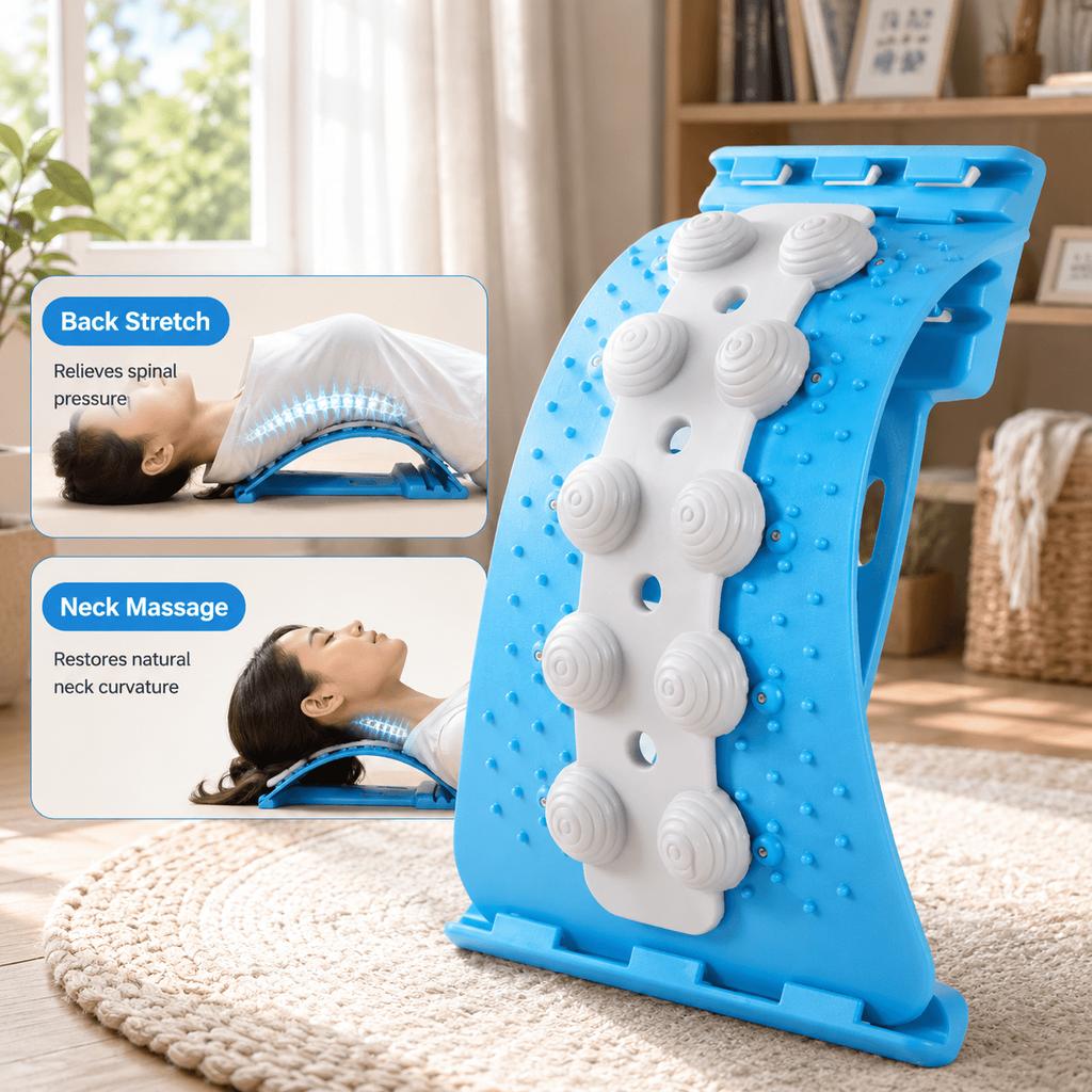 Ergonomic Massage Back Stretcher4Back Stretching Support Belt with Massage Points, Adjustable Arch Design, Lumbar Stretcher, Lumbar Massager, Lumbar