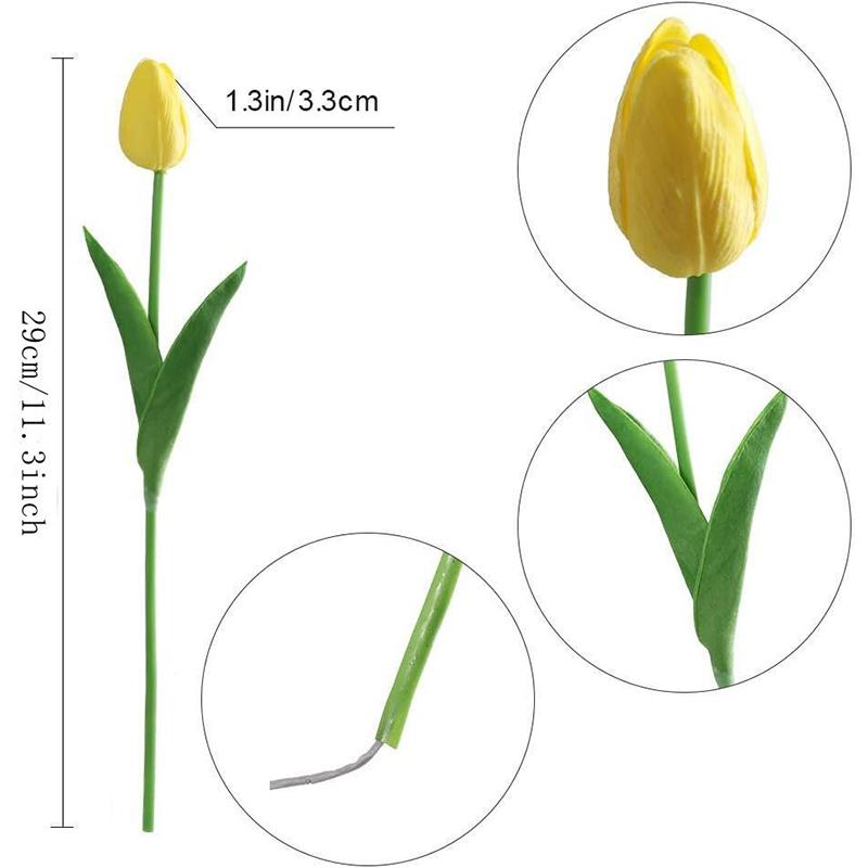 29cm Yellow Tulip Simulation Feel Tulip Flower Home Decoration Ornaments Wedding Photography Props Fake Flowers  3/5/10pcs