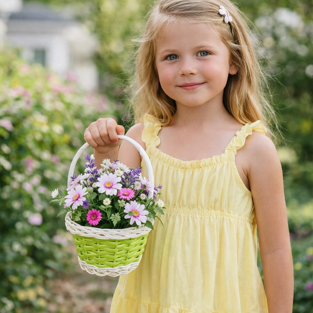 Round/Oval Shape Flower Storage Basket Wicker Flower Basket For Plant Home Wedding