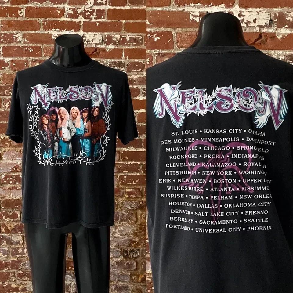 

90s Nelson Tour TShirt. Vintage 1990 Nelson Hair Metal Rock Band Tour Tee Unisex T-Shirt L