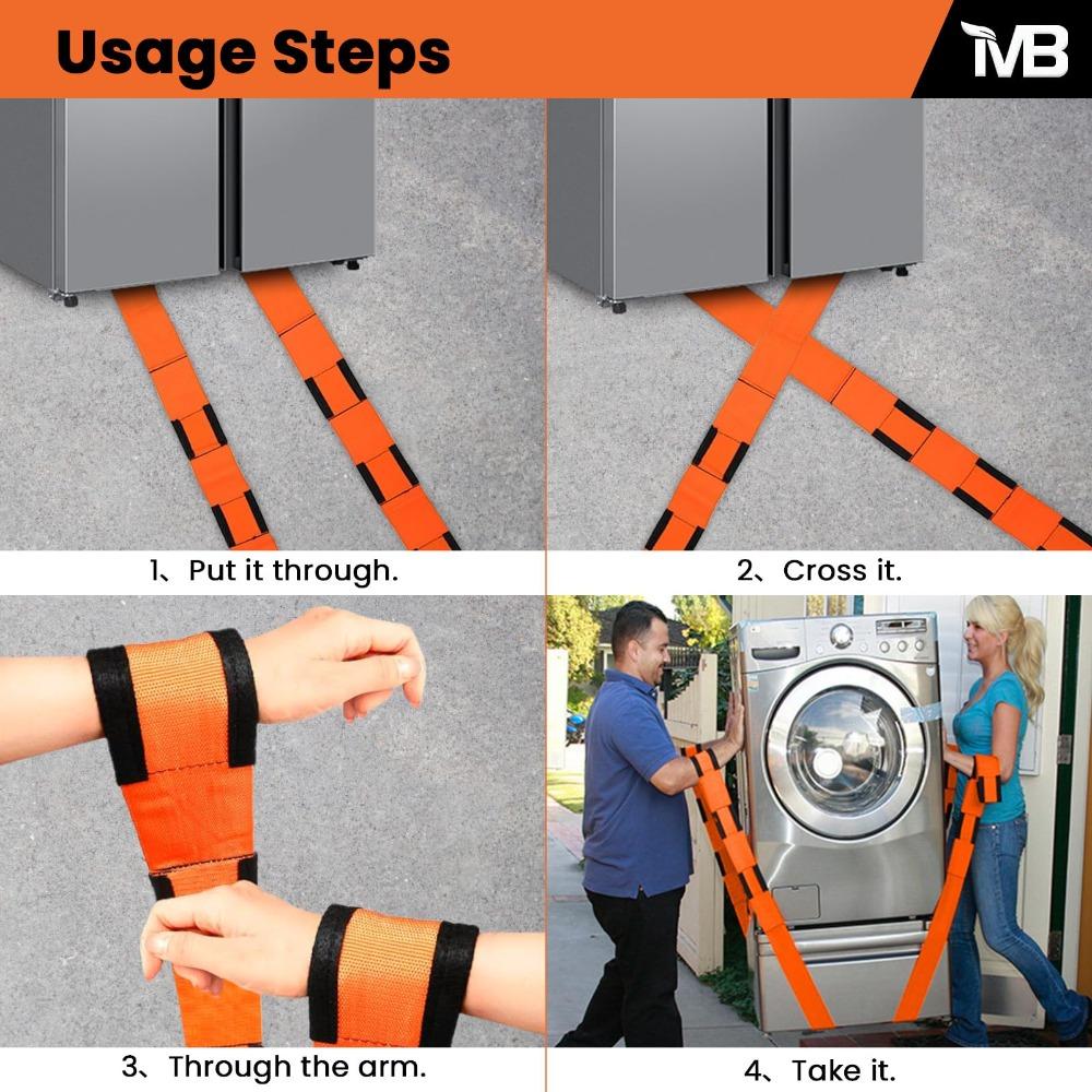 1pair Labor Saving Tie Down Straps Heavy Duty Reusable Durable for Moving Furniture Appliances Heavy Objects Lifting Transport