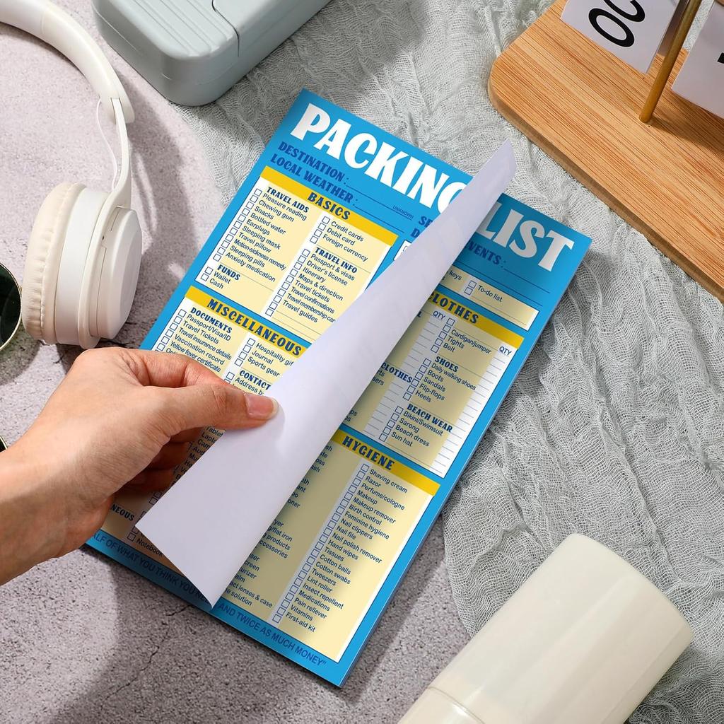 Eaasty 2 Pcs 120 Sheets Summer End of Year Travel Packing List 6 x 9 Packing List Checklist Notepad Cruise Checklist Essentials Note Pad for Hiking