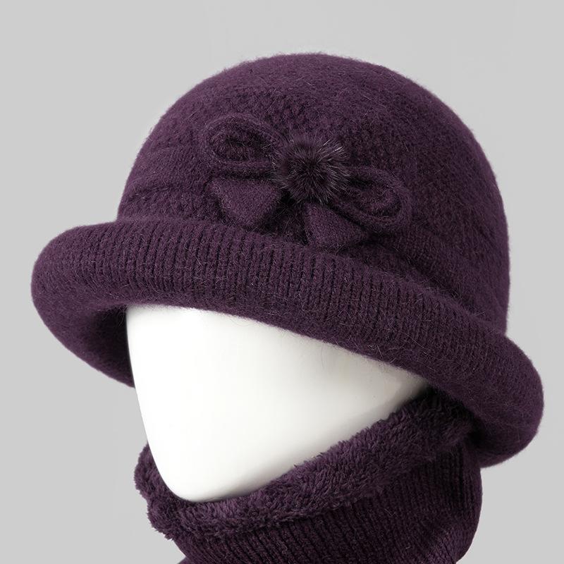 

Autumn and winter hat warm rabbit fur hat women s mother-in-law hat fleece basin hat M（56-58cm）