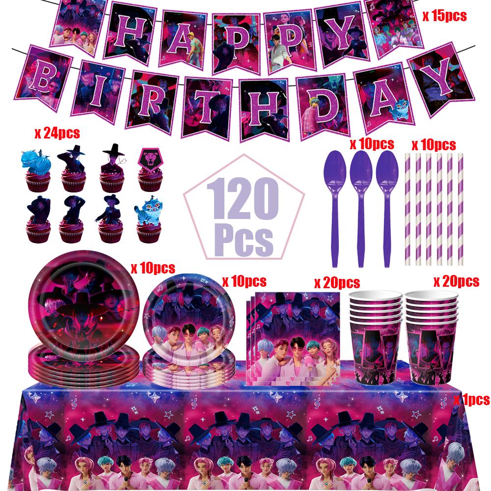 Idol Boy Kpops Demoni Vânător Petrecere de Ziua Decor Veselă De Unică Folosință Față de Masă Pahar Farfurie Balon Petrecere Baby Shower Consumabile